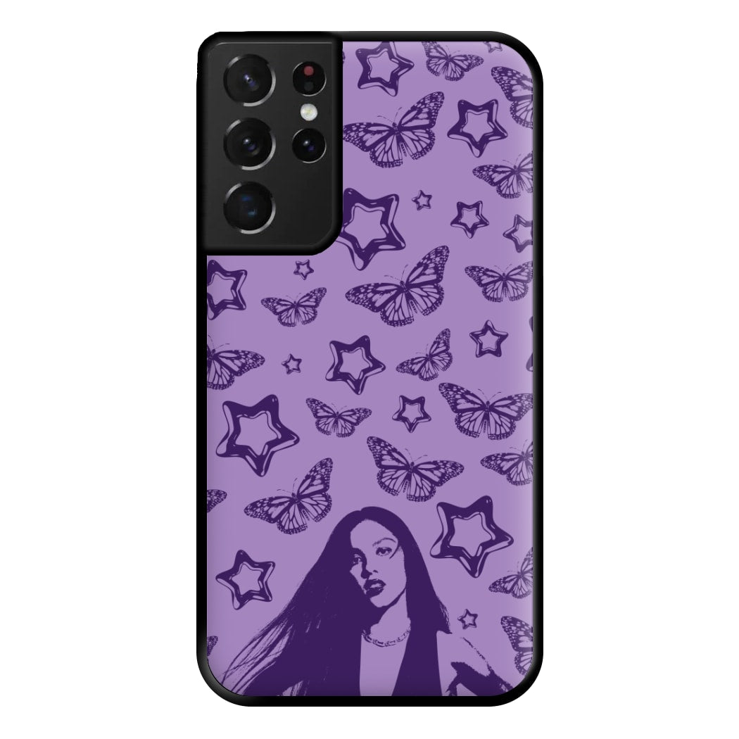 Stars And Butterflies Pattern Phone Case for Galaxy S21 Ultra