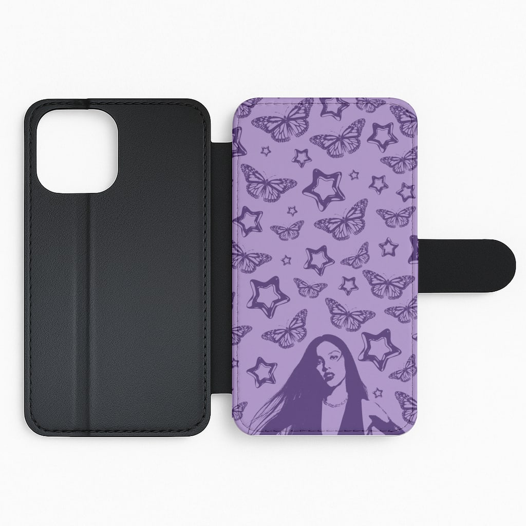 Stars And Butterflies Pattern Flip Phone Case