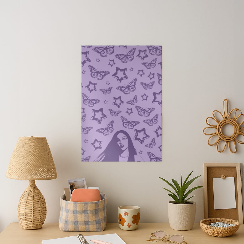 Stars And Butterflies Pattern Art Print