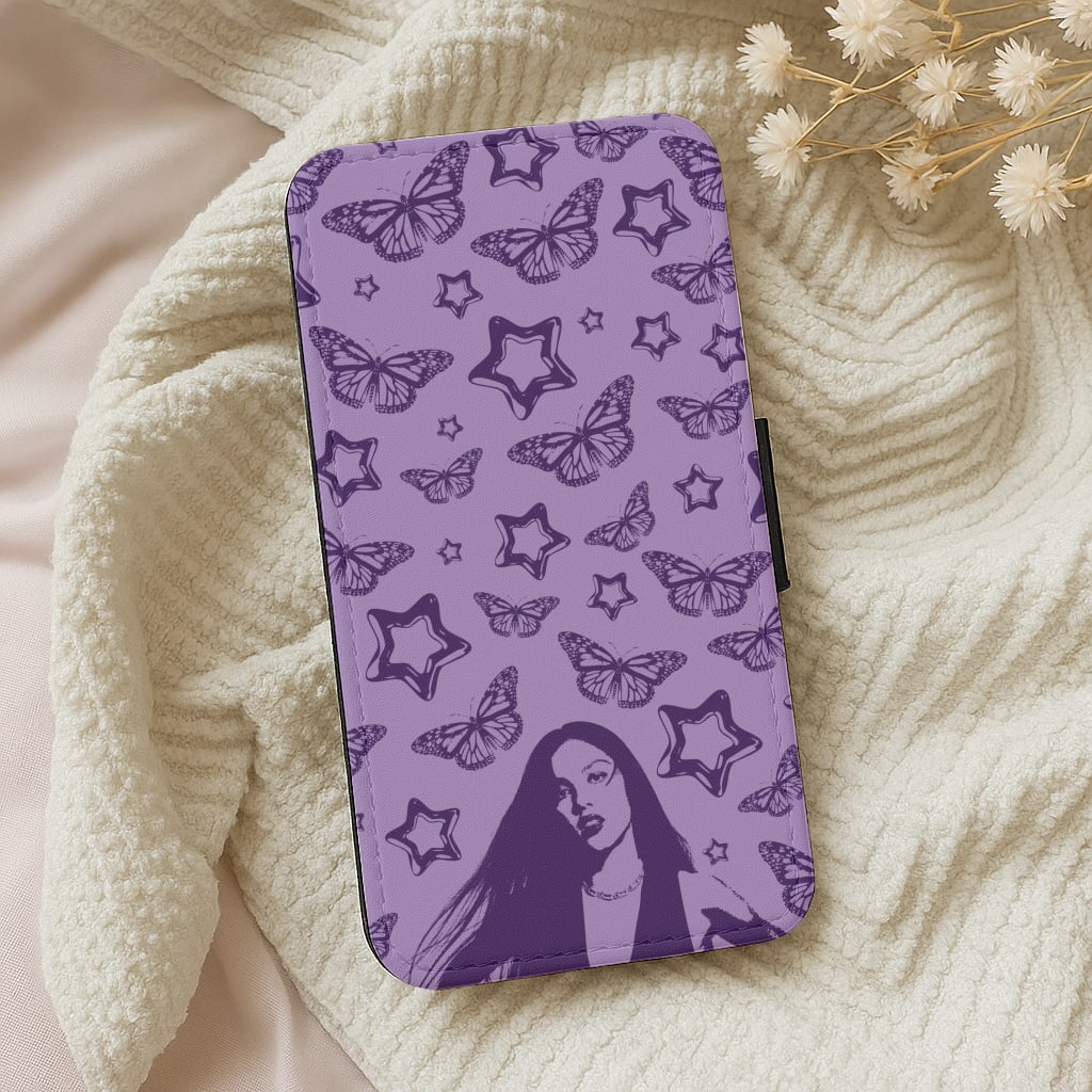 Stars And Butterflies Pattern Wallet Phone Case