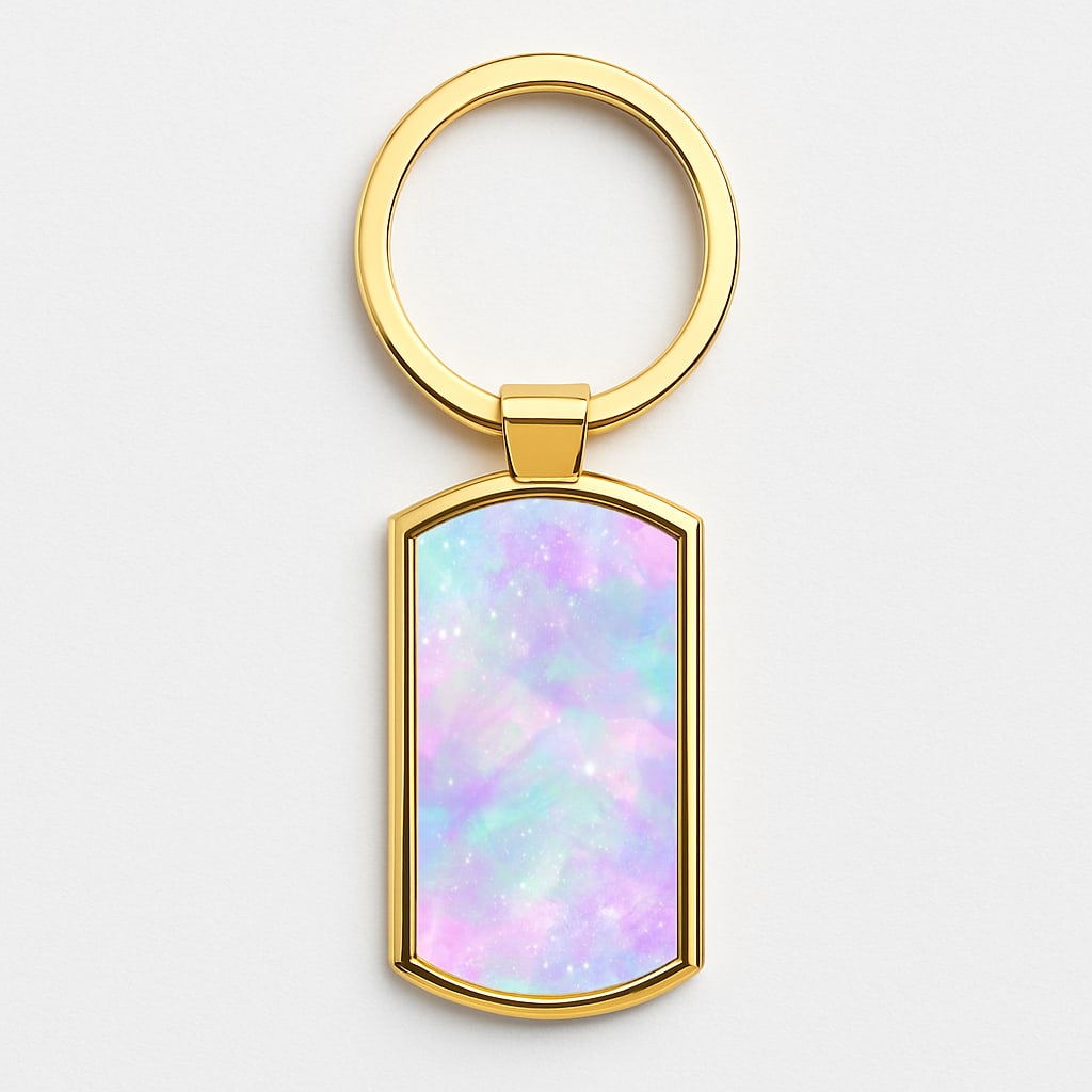Pastel Galaxy Gold Keyring