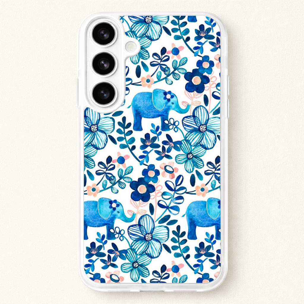 Elephant and Floral Pattern Phone Case for Galaxy S26