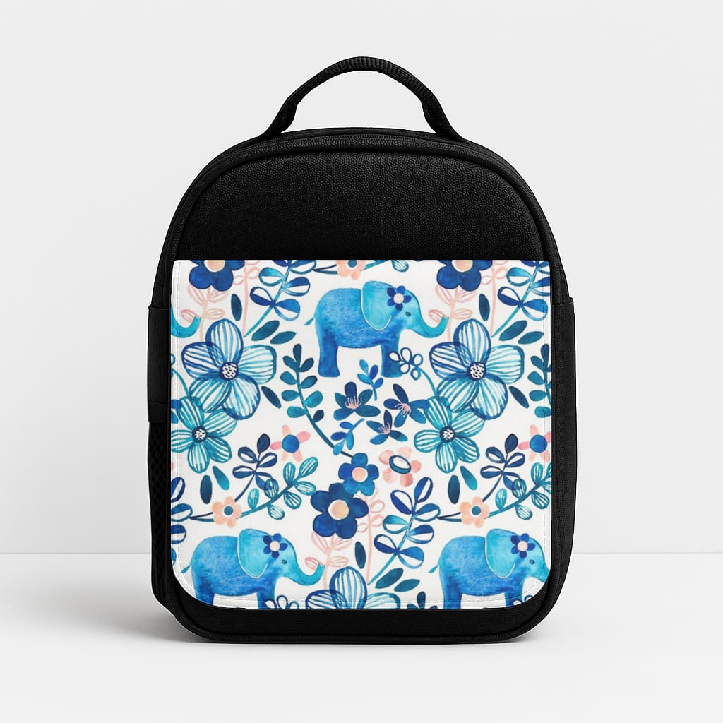 Elephant and Floral Pattern Insulated Lunchbox