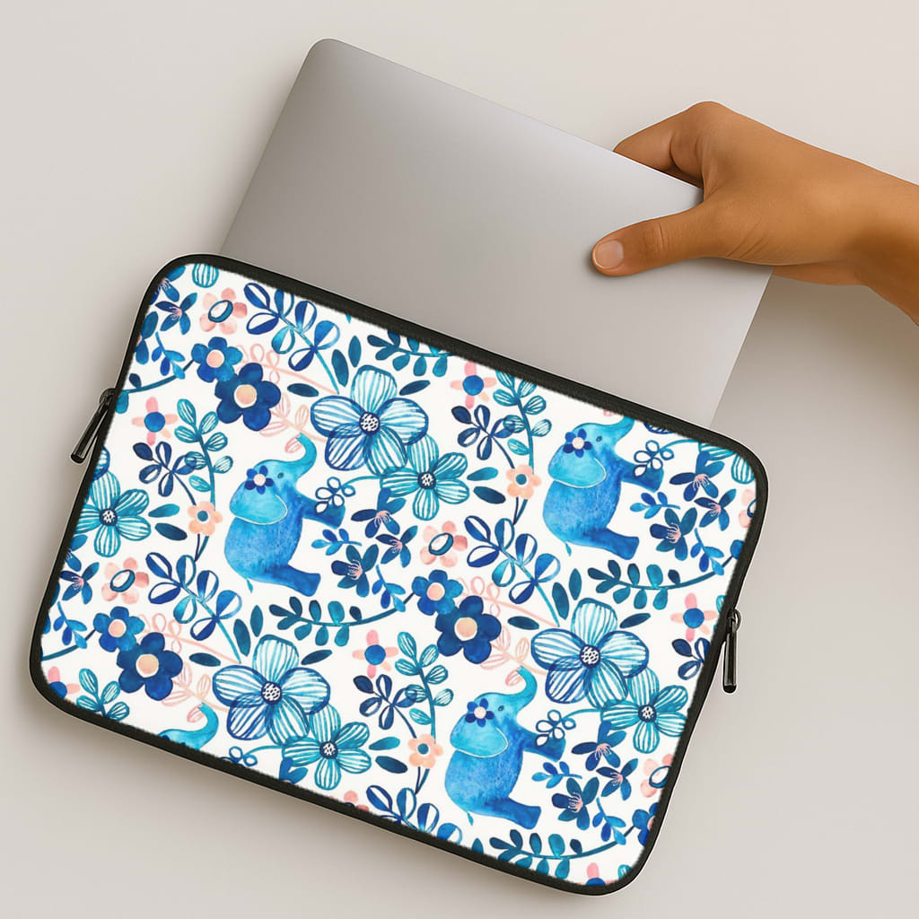 Elephant and Floral Pattern MacBook Case