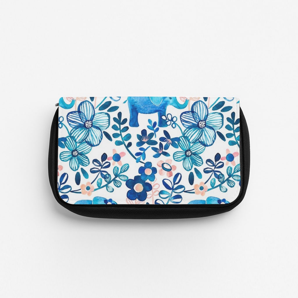 Elephant and Floral Pattern Pencil Case