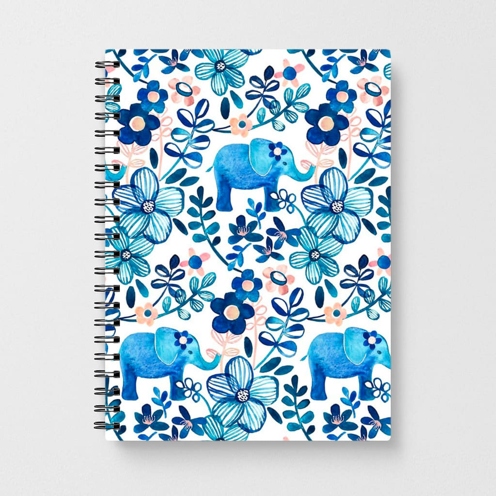 Elephant and Floral Pattern Notebook - Fun Cases
