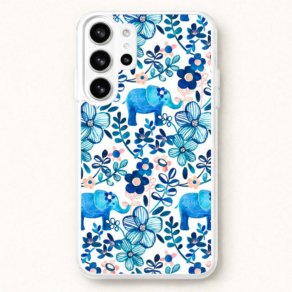 Elephant and Floral Pattern Phone Case for Galaxy S26 Ultra
