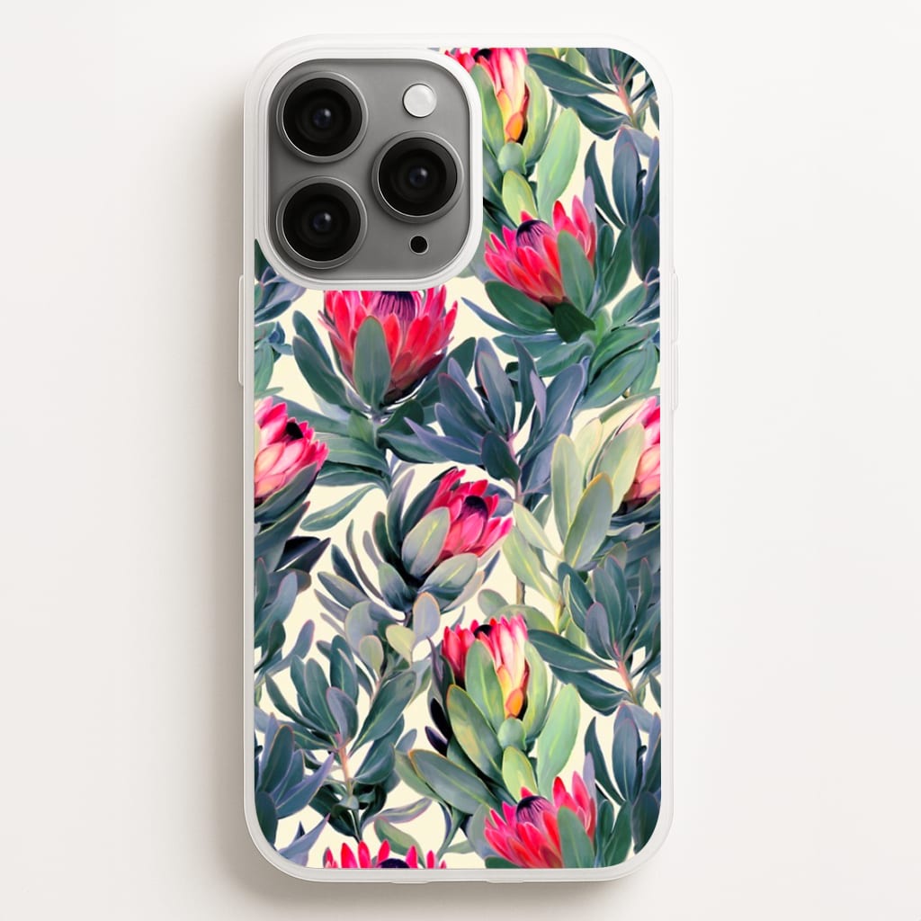 Painted Protea Pattern - Floral Phone Case for iPhone 16 Pro Max