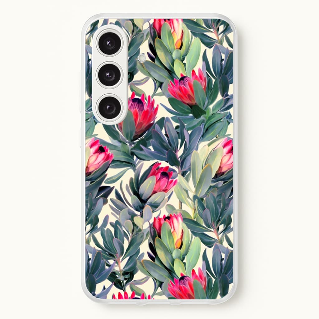 Painted Protea Pattern - Floral Phone Case for Galaxy S24