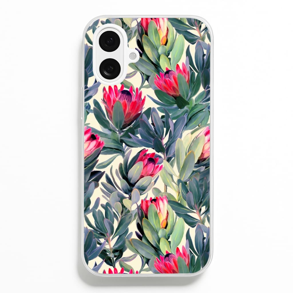 Painted Protea Pattern - Floral Phone Case for iPhone 16 Plus
