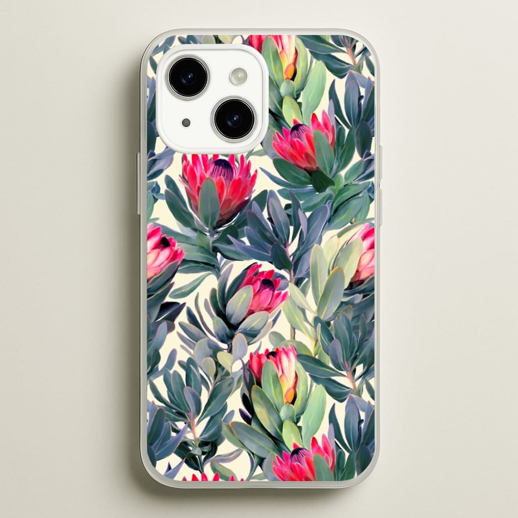 Painted Protea Pattern - Floral Phone Case for iPhone 14