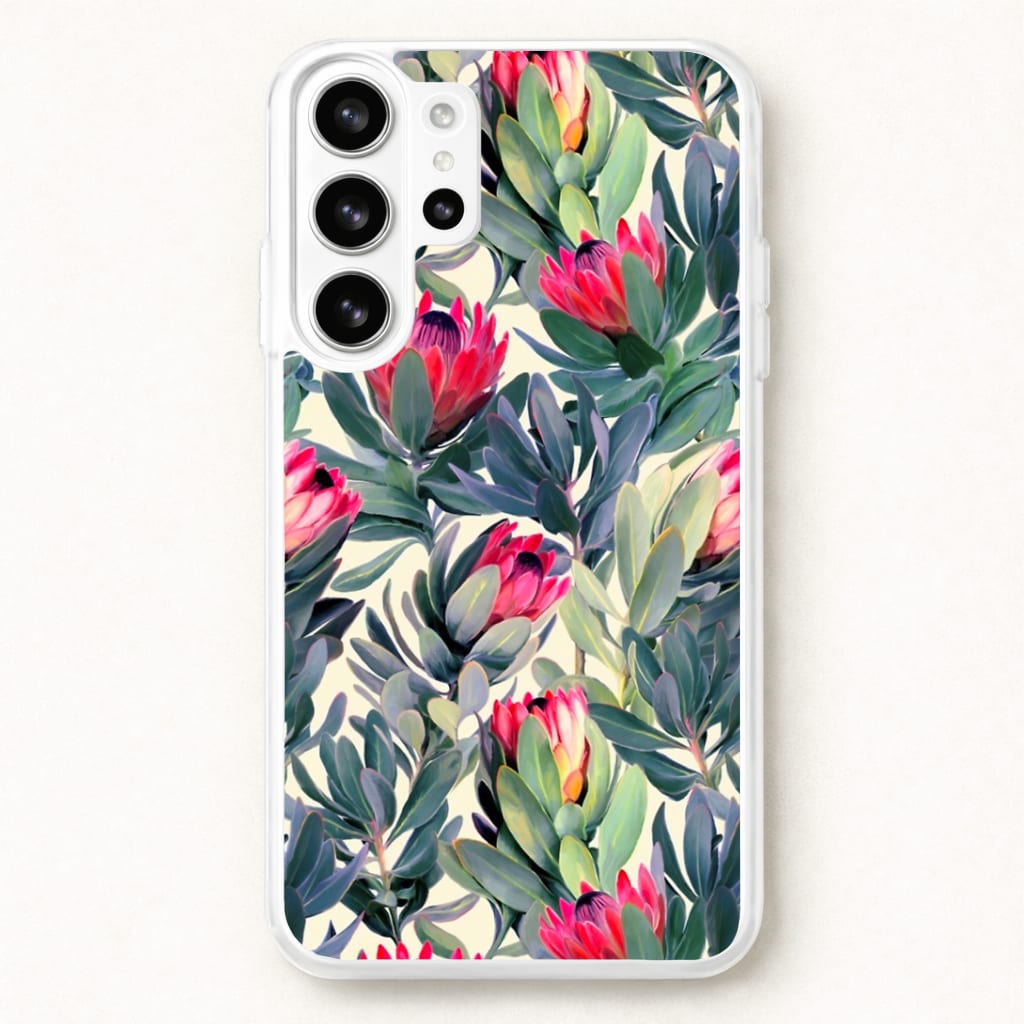 Painted Protea Pattern Phone Case for Galaxy S26 Ultra
