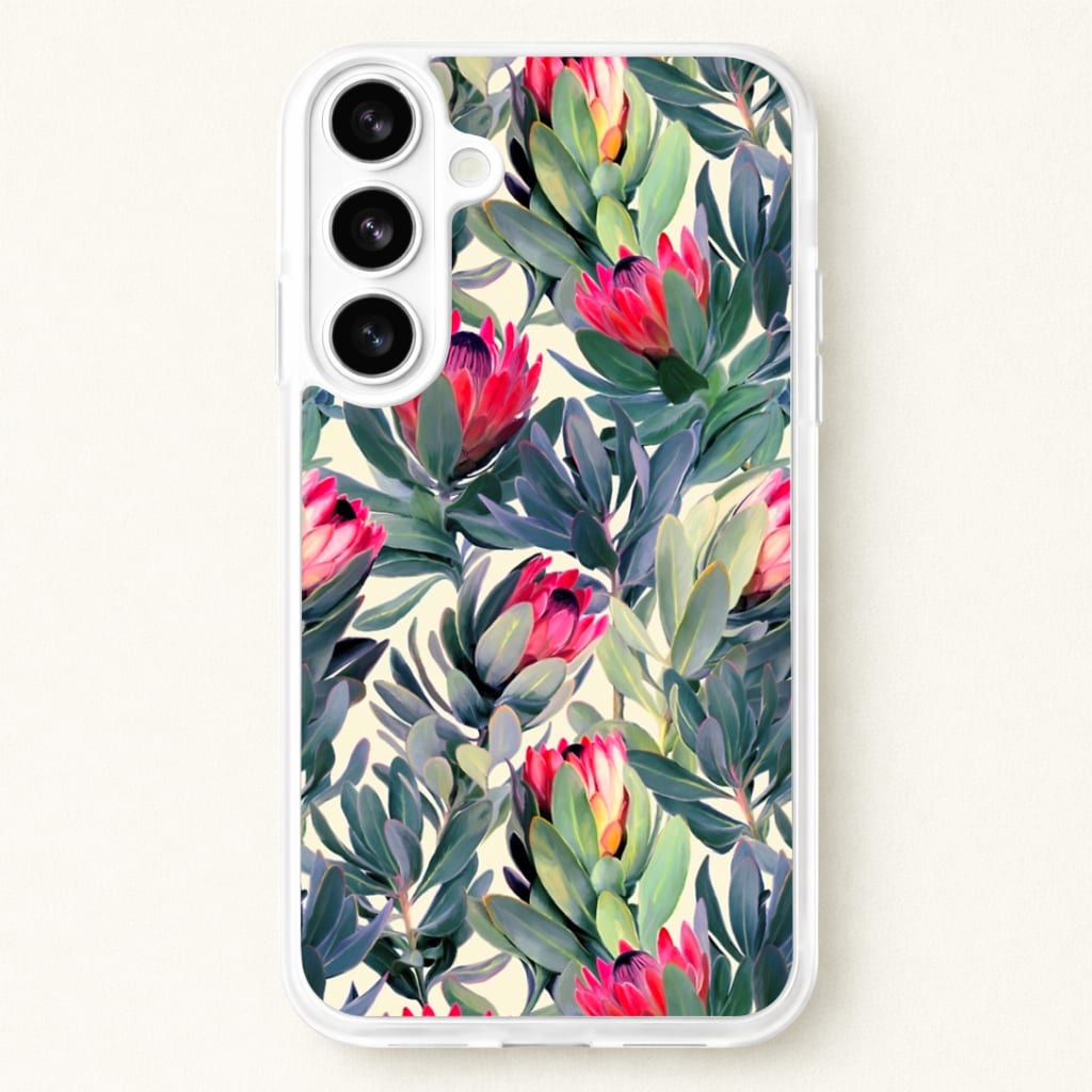Painted Protea Pattern Phone Case for Galaxy S26 Plus