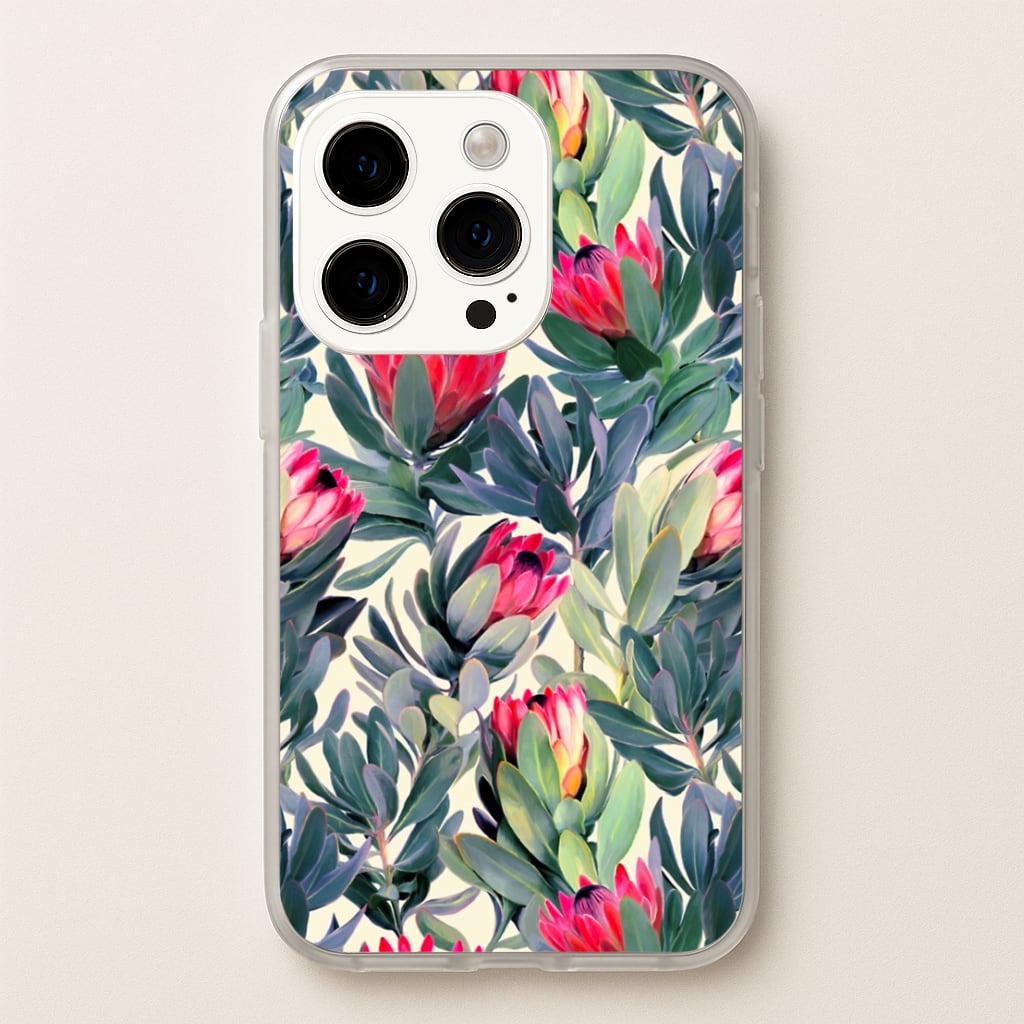 Painted Protea Pattern - Floral Phone Case for iPhone 15 Pro