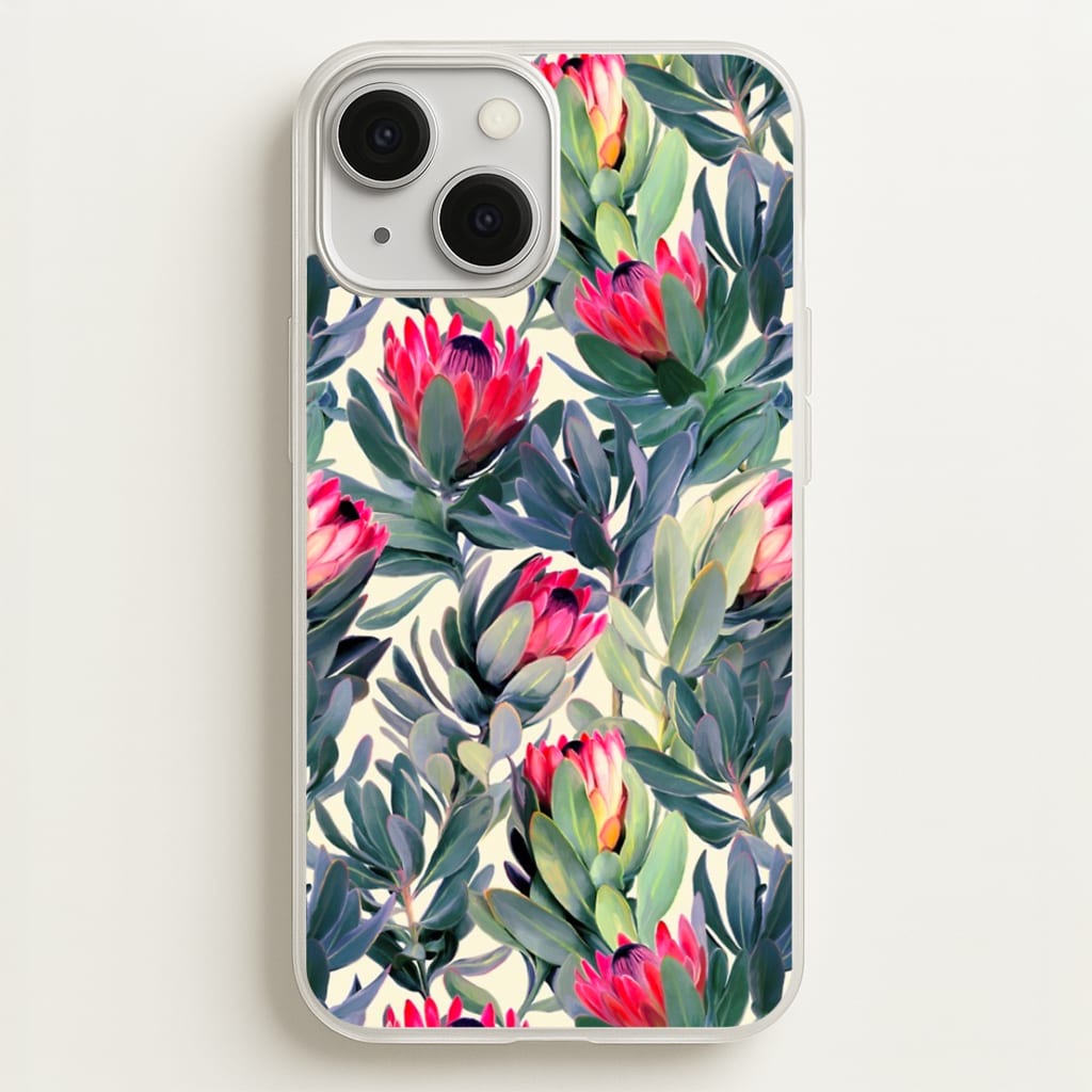 Painted Protea Pattern - Floral Phone Case for iPhone 13 Mini