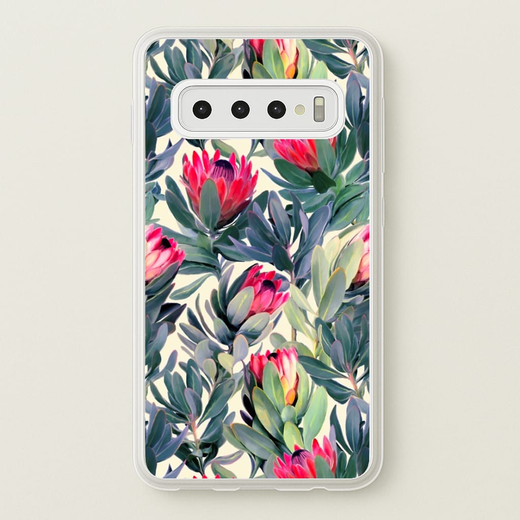 Painted Protea Pattern - Floral Phone Case for Galaxy S10 Plus