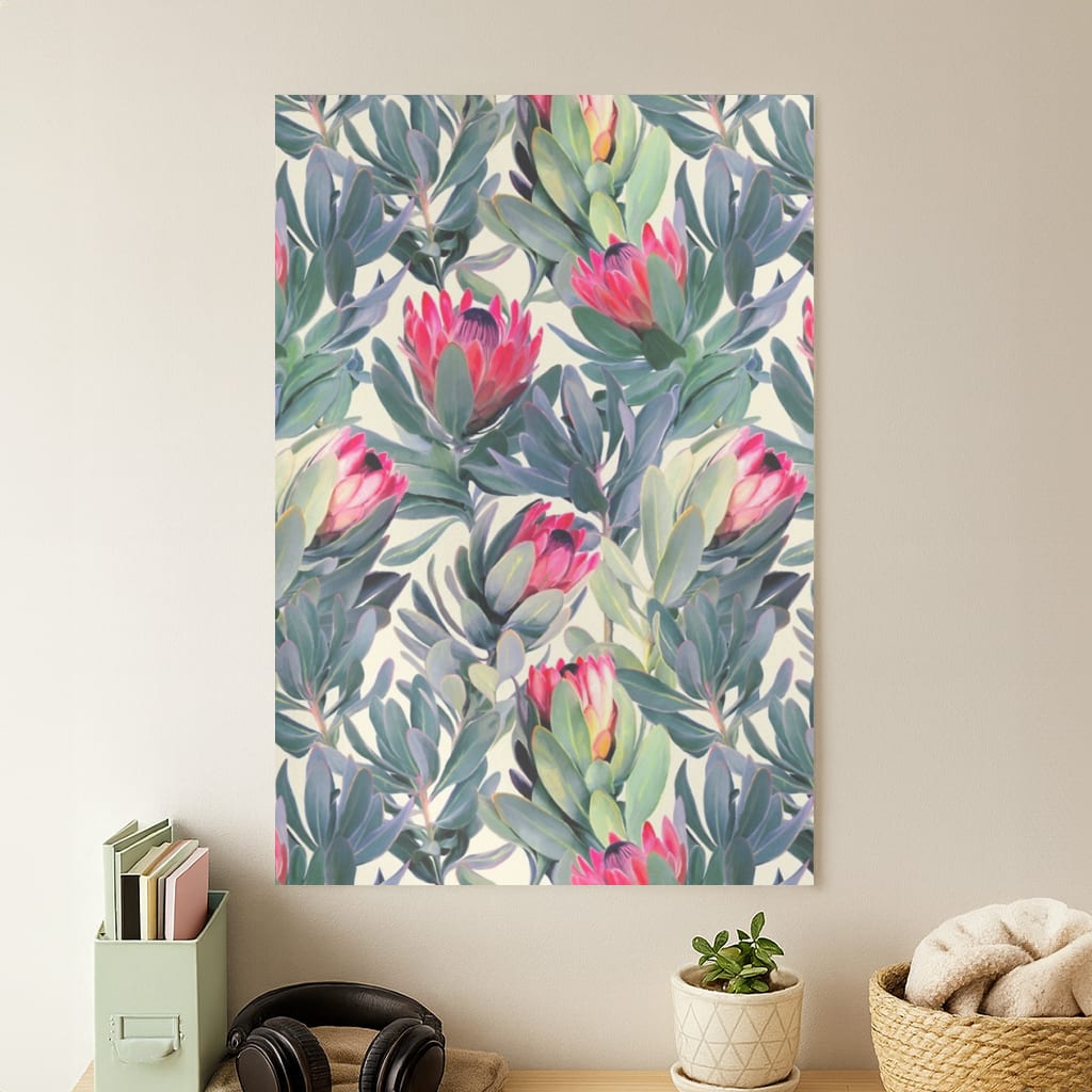 Painted Protea Pattern Poster