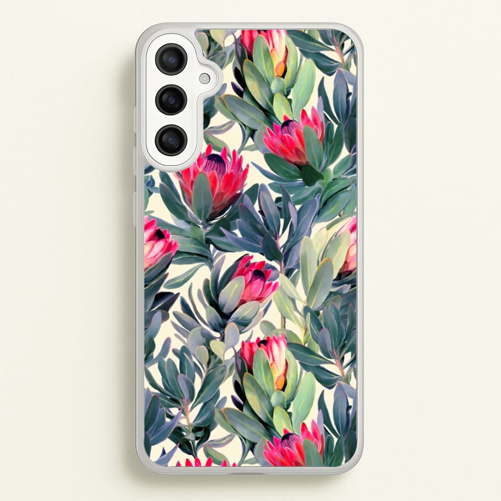 Painted Protea Pattern - Floral Phone Case for Galaxy A34