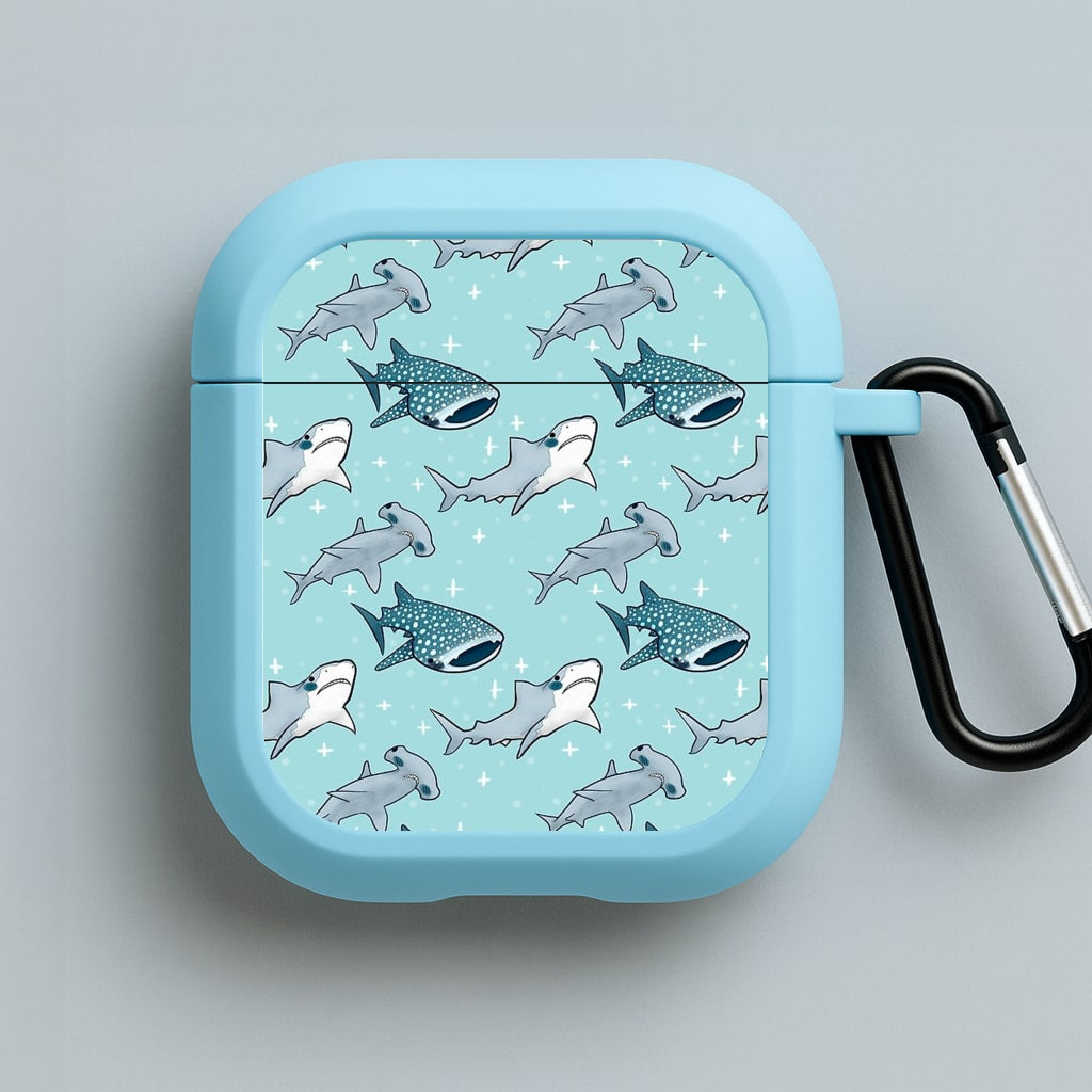 Shark Pattern Blue AirPods Case