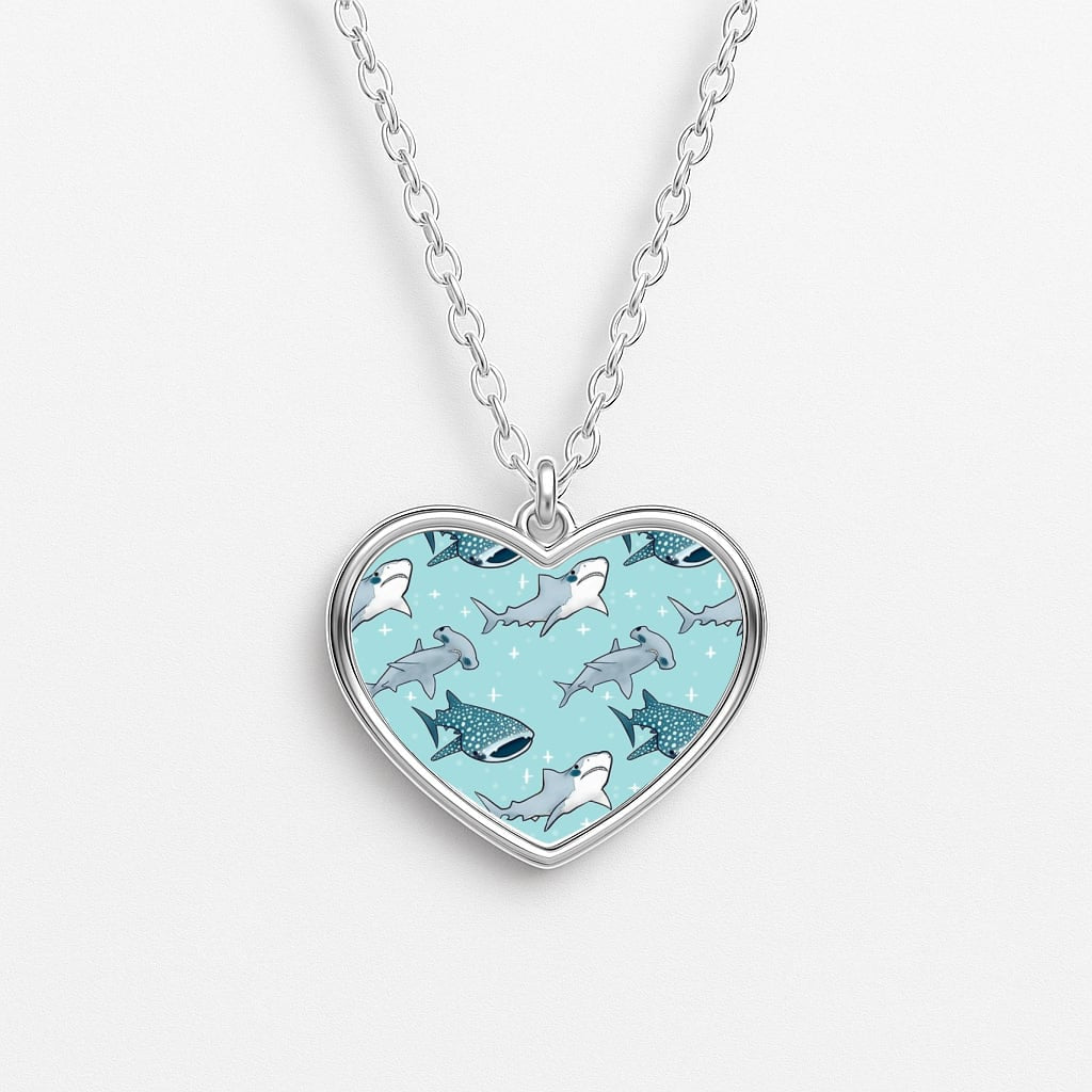 Shark Pattern Heart Necklace