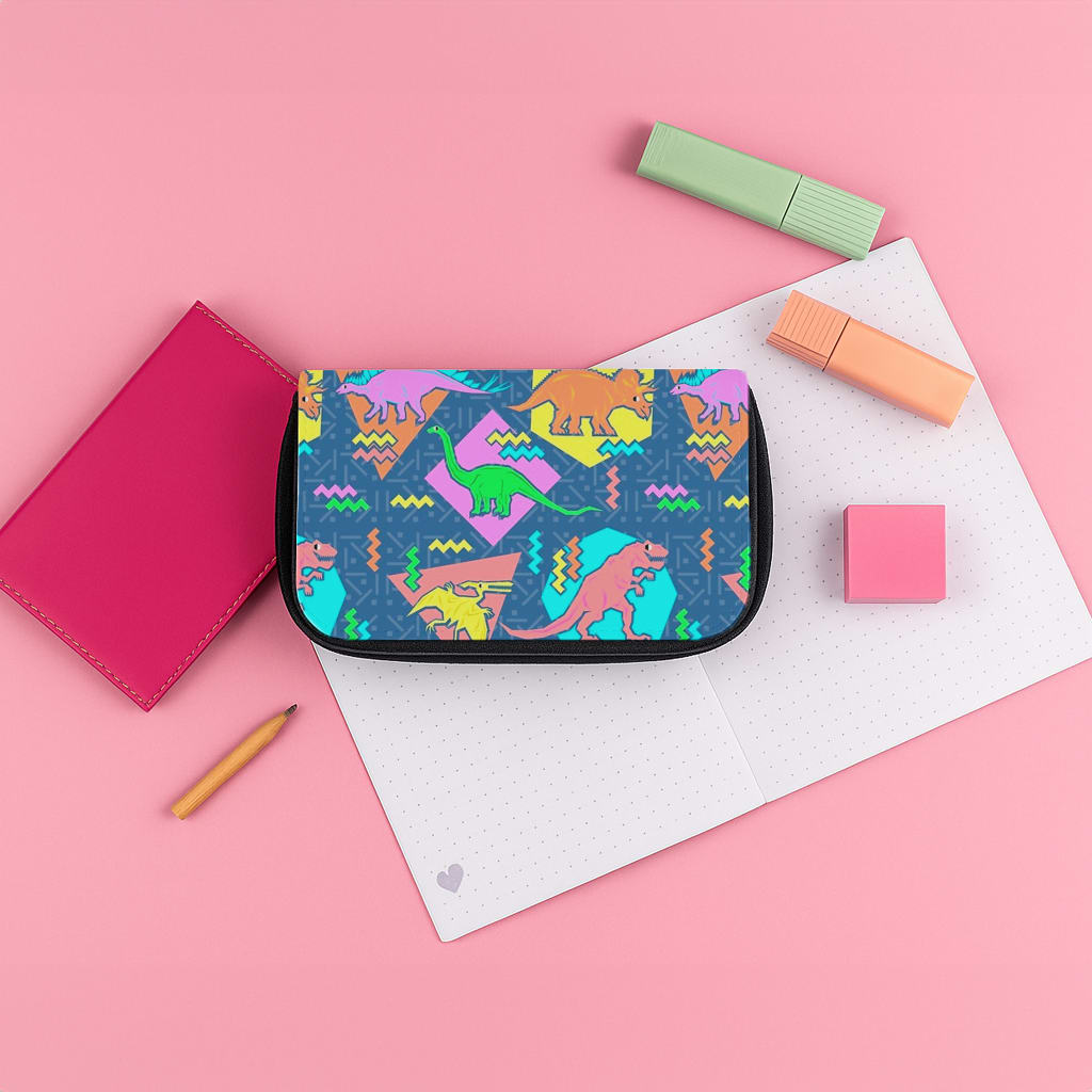 Nineties Dinosaurs Pattern Pencil Case