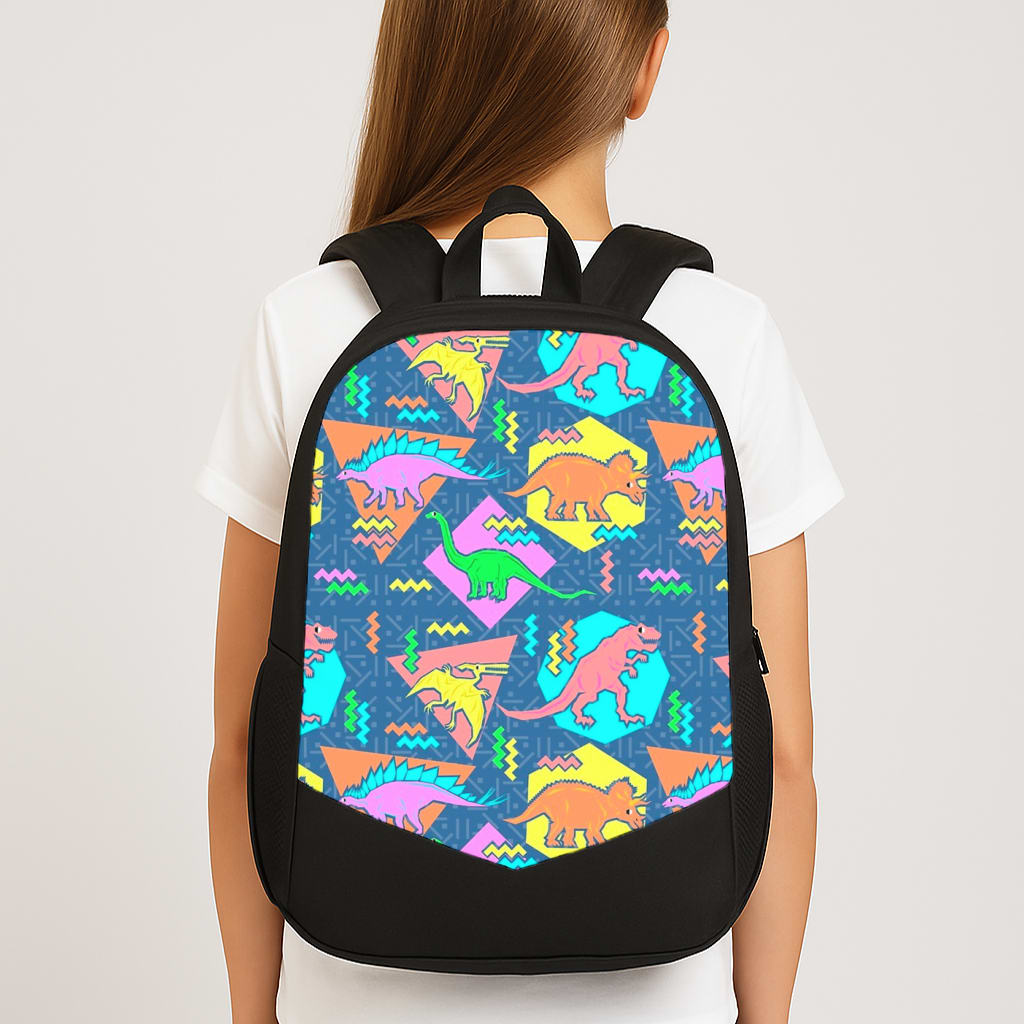 Nineties Dinosaurs Pattern Large School Bag