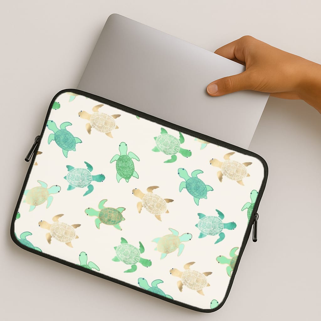 Gilded Jade & Mint Turtles MacBook Case