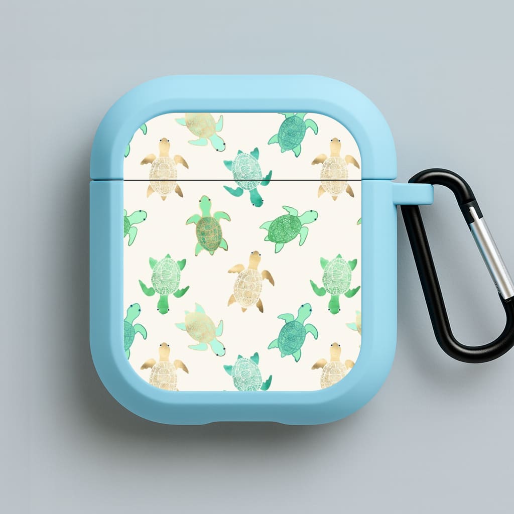 Gilded Jade & Mint Turtles Blue AirPods Case