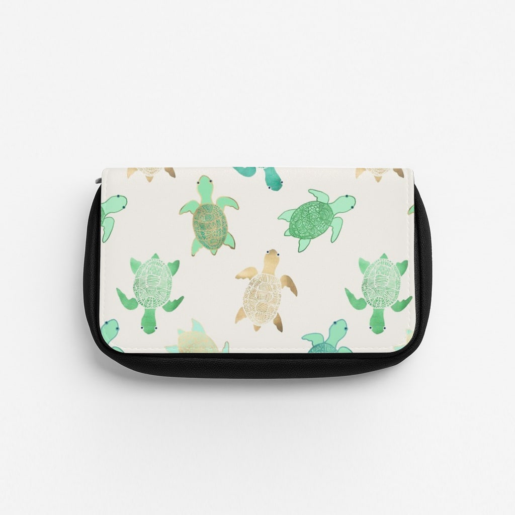 Gilded Jade & Mint Turtles Pencil Case