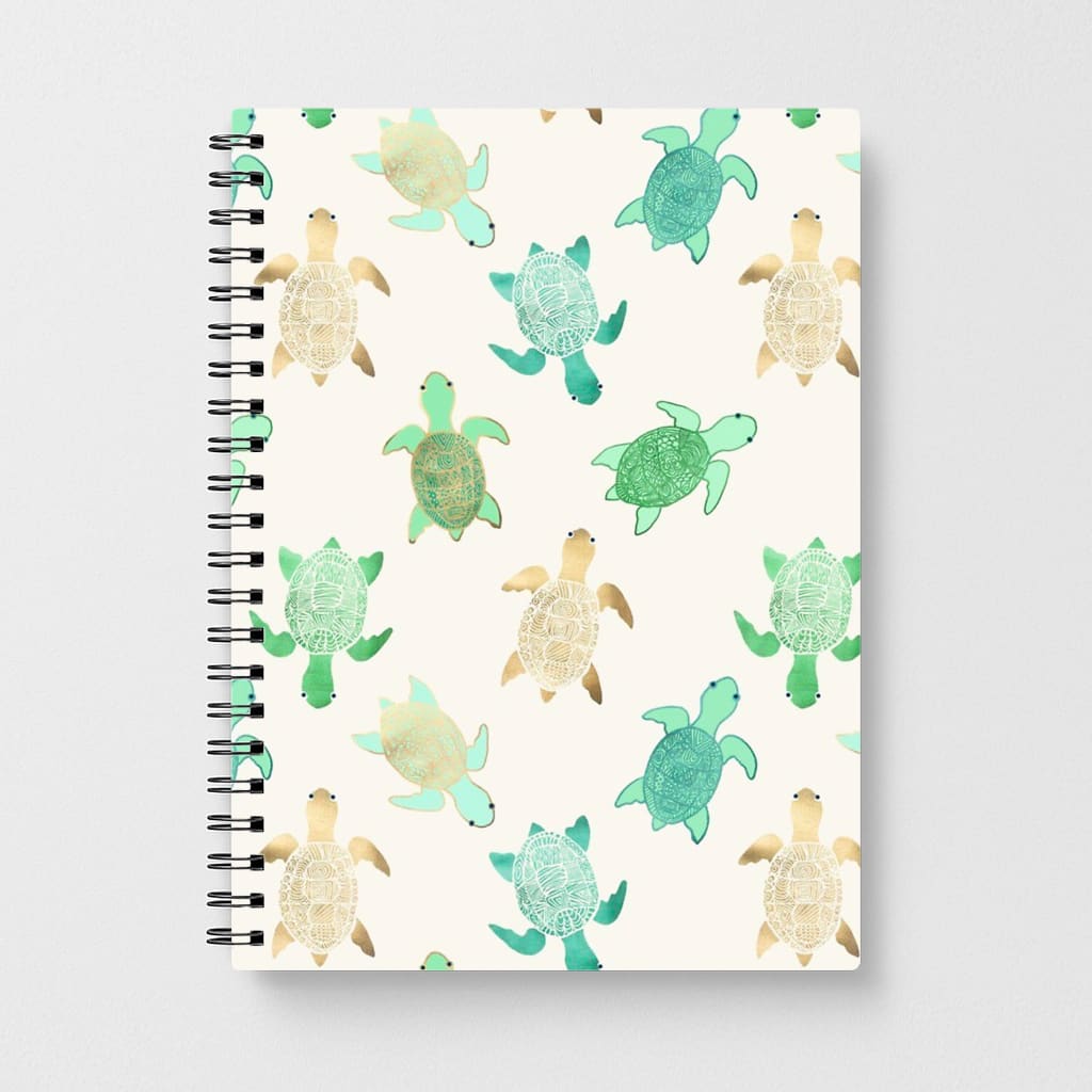 Gilded Jade & Mint Turtles Notebook - Fun Cases