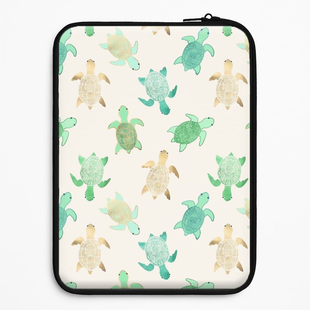 Gilded Jade & Mint Turtles Universal Laptop Sleeve
