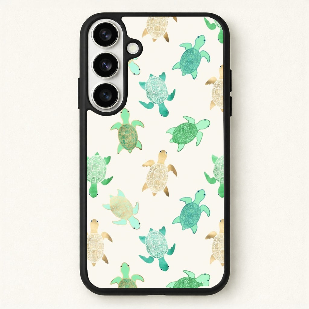 Gilded Jade & Mint Turtles Phone Case for Galaxy S26