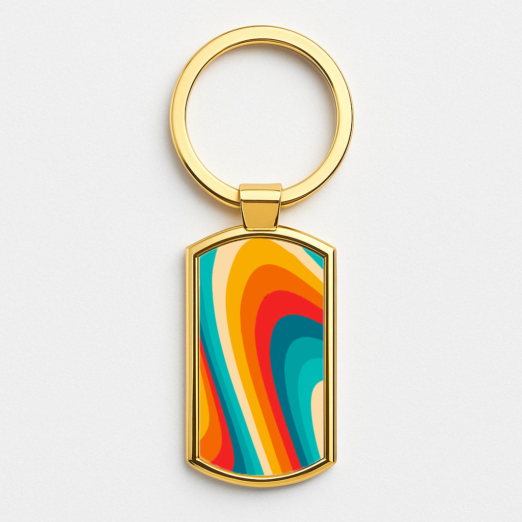 Rainbow Abstract Pattern Gold Keyring