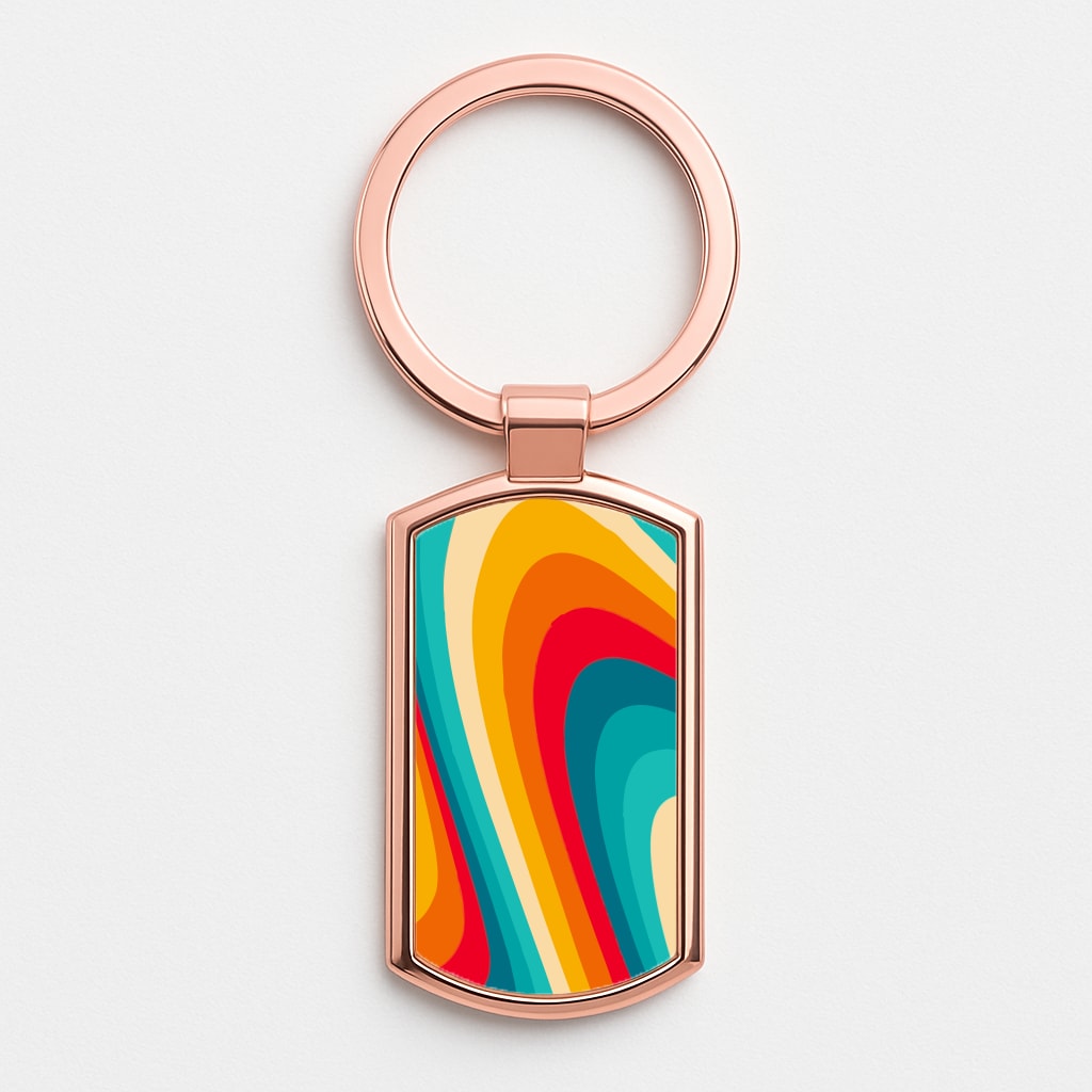 Rainbow Abstract Pattern Rose Gold Keyring