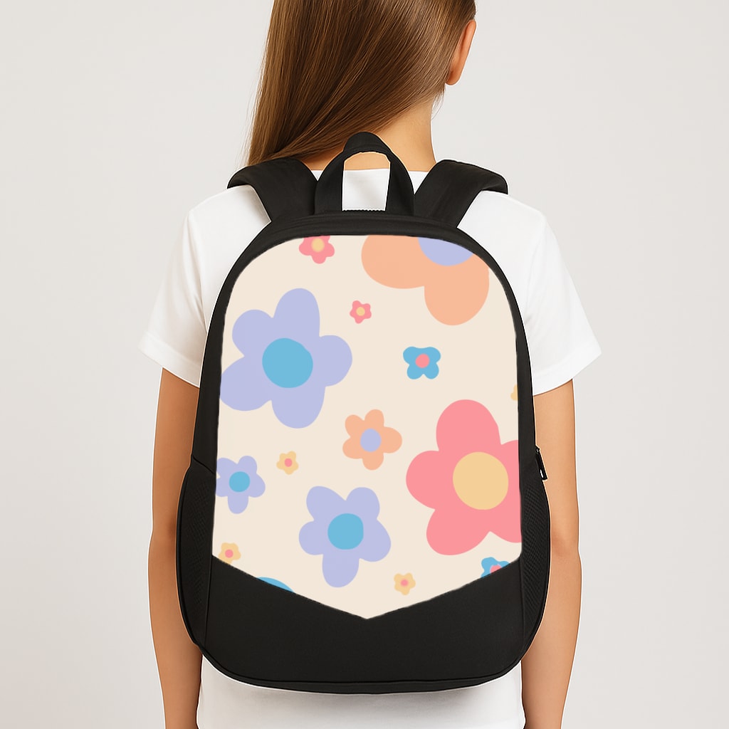 Playful Flower Pattern Large School Bag