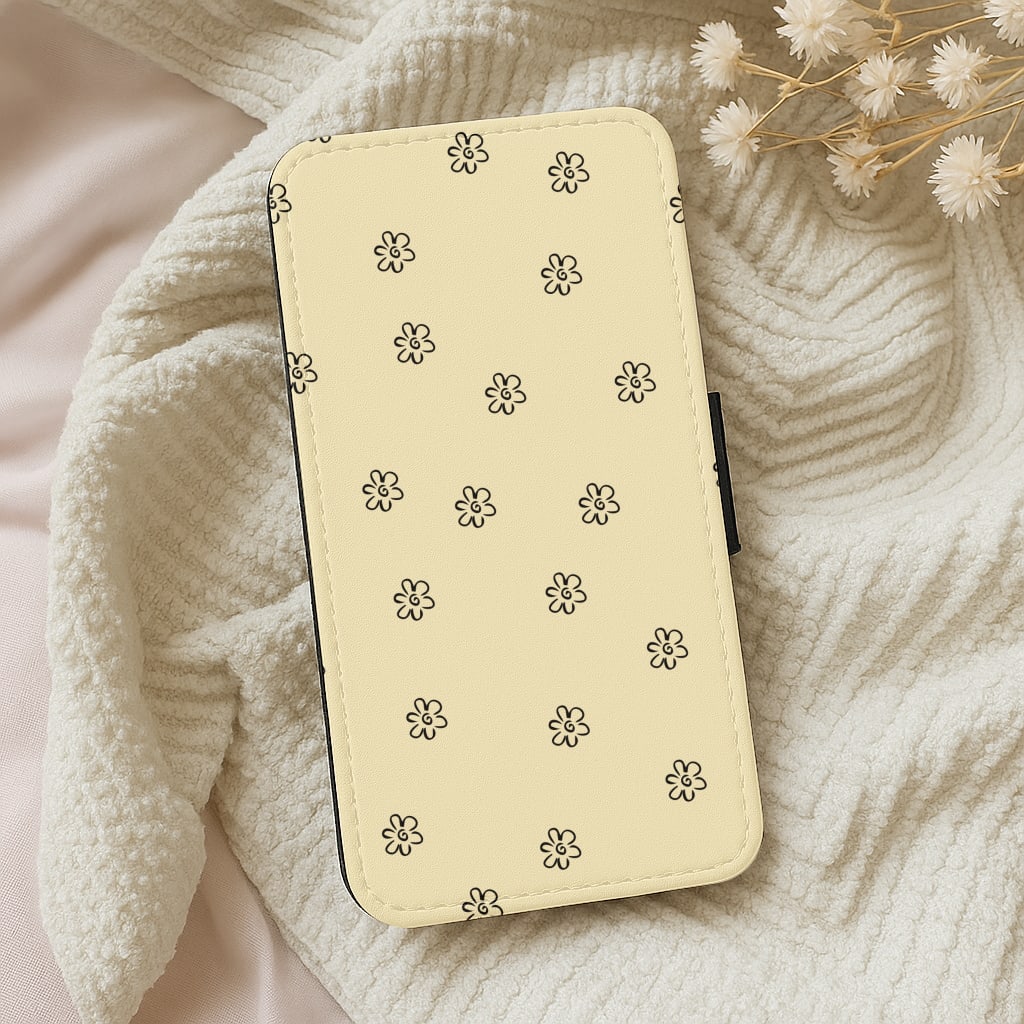 Detail Flower Pattern - Yellow Wallet Phone Case