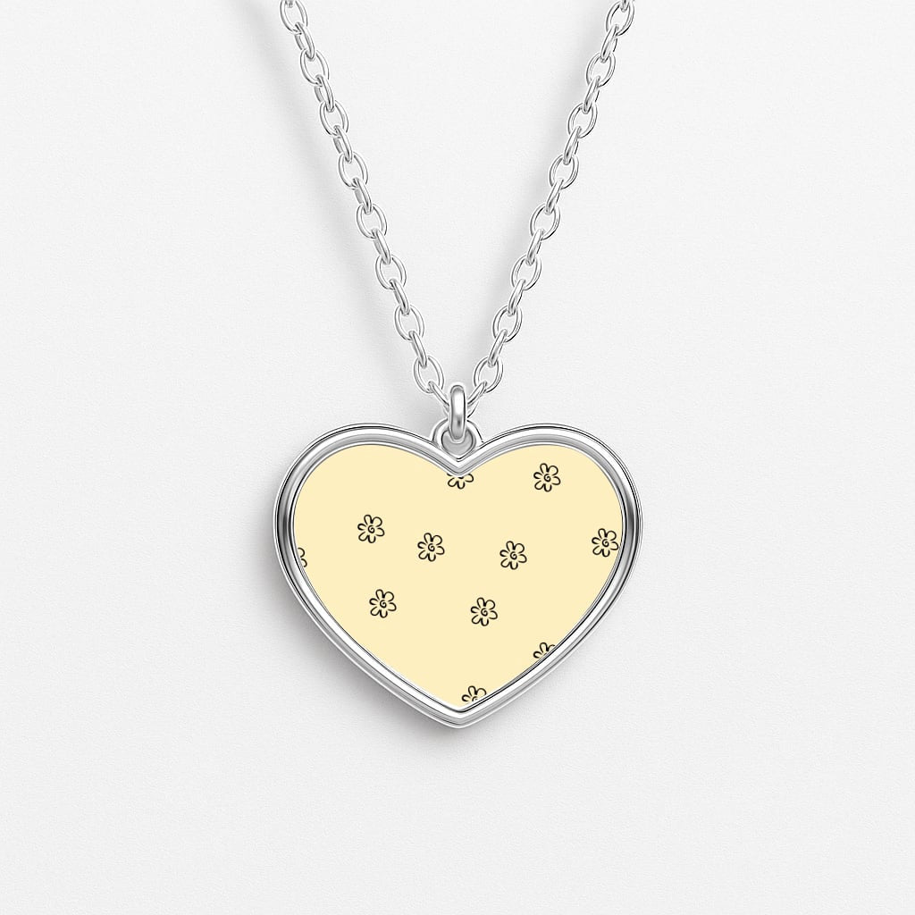 Detail Flower Pattern - Yellow Heart Necklace