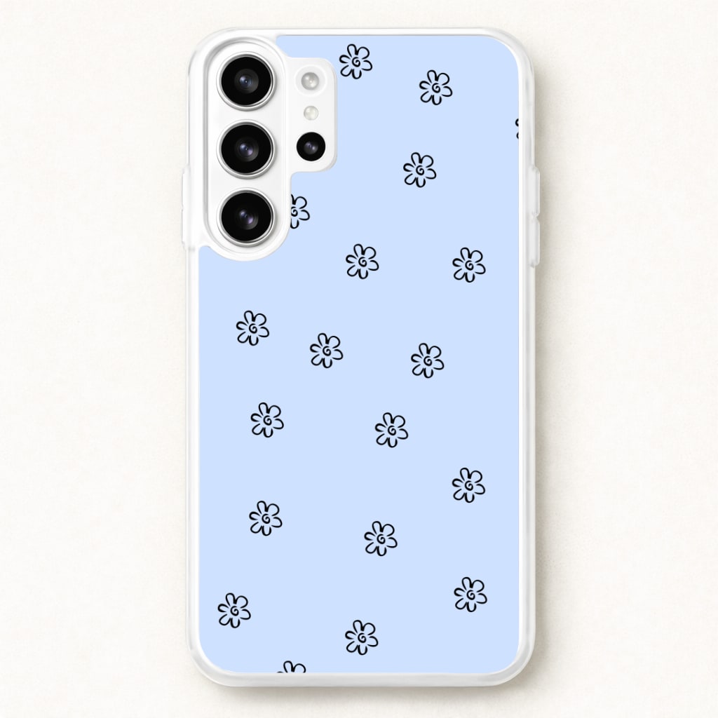 Detail Flower Pattern - Blue Phone Case for Galaxy S26 Ultra