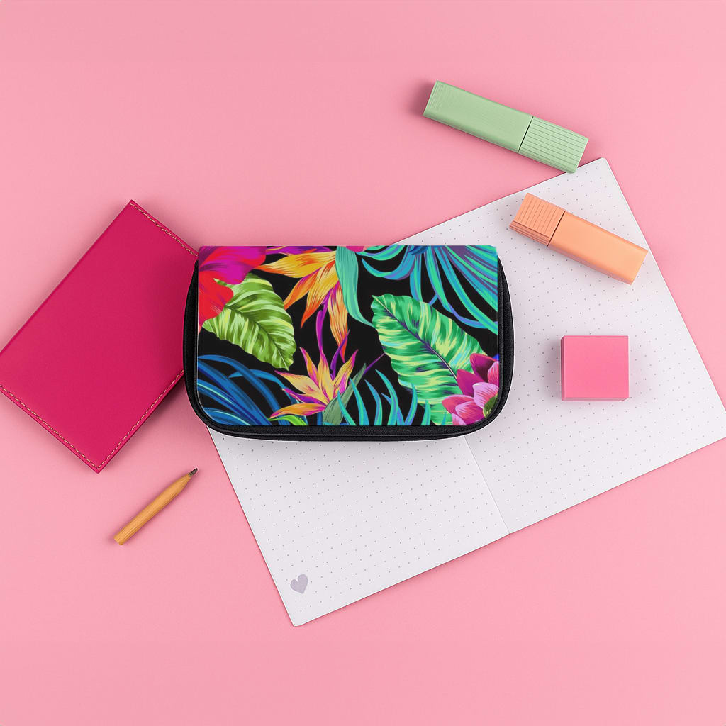 Colourful Hibiscus Pattern Pencil Case