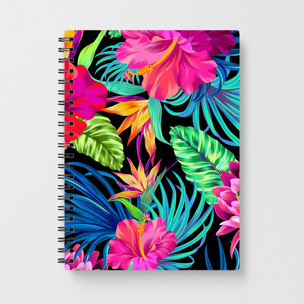 Colourful Hibiscus Pattern Notebook
