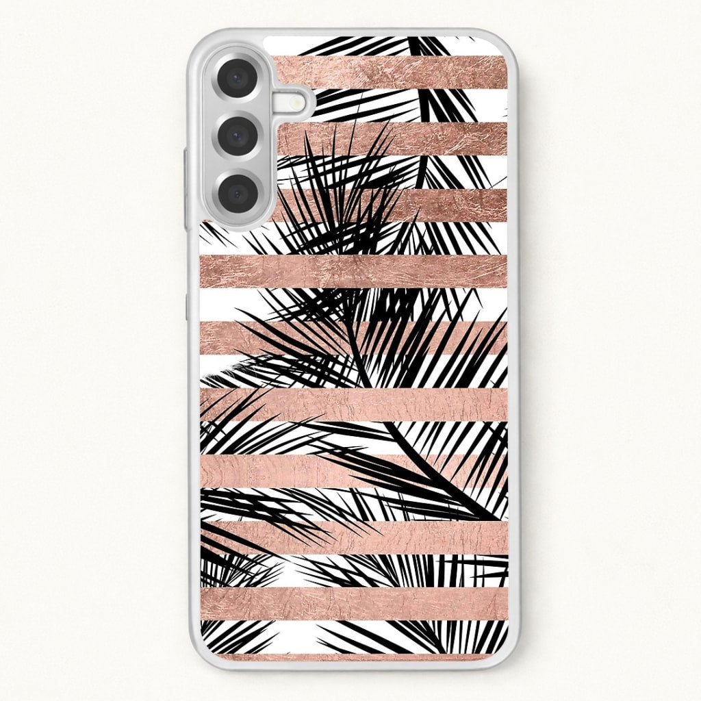 Rose Gold Tropical Palm Leaf Pattern Phone Case for Galaxy A57