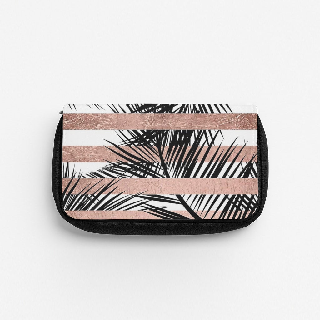 Rose Gold Tropical Palm Leaf Pattern Pencil Case