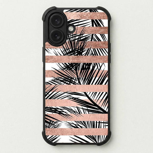 Rose Gold Tropical Palm Leaf Pattern Phone Case — Bumper case