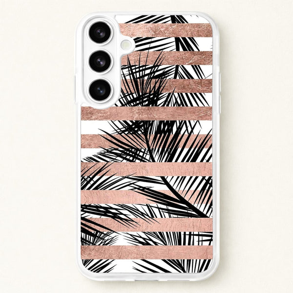 Rose Gold Tropical Palm Leaf Pattern Phone Case for Galaxy S26