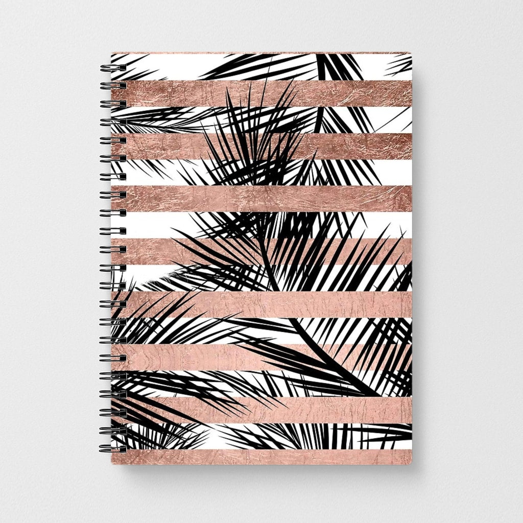 Rose Gold Tropical Palm Leaf Pattern Notebook
