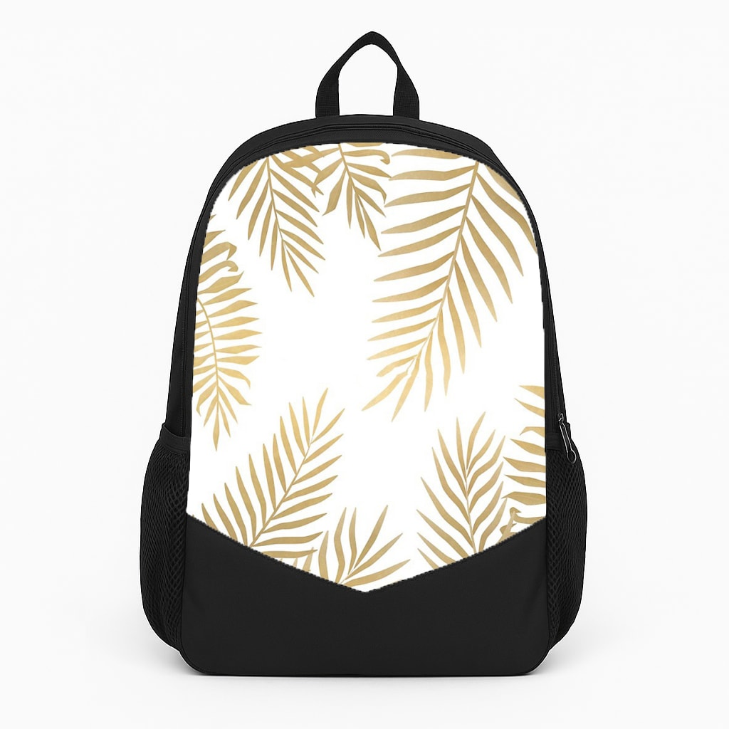 Gold Palm Leaf Pattern Backpack