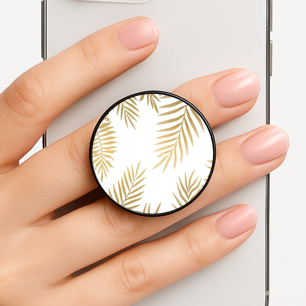 Gold Palm Leaf Pattern Phone Grip