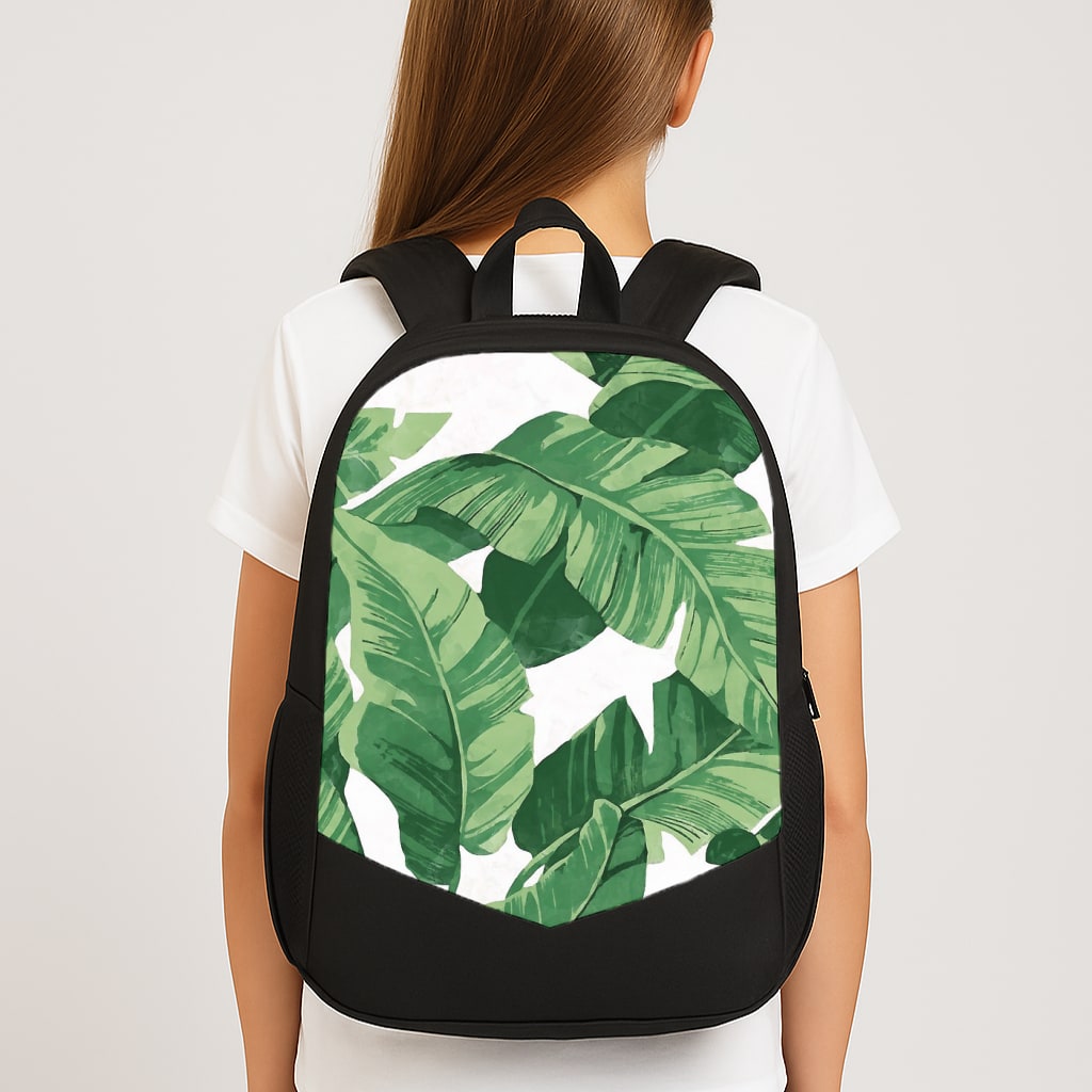 Tropical Banana Leaf Pattern Large School Bag