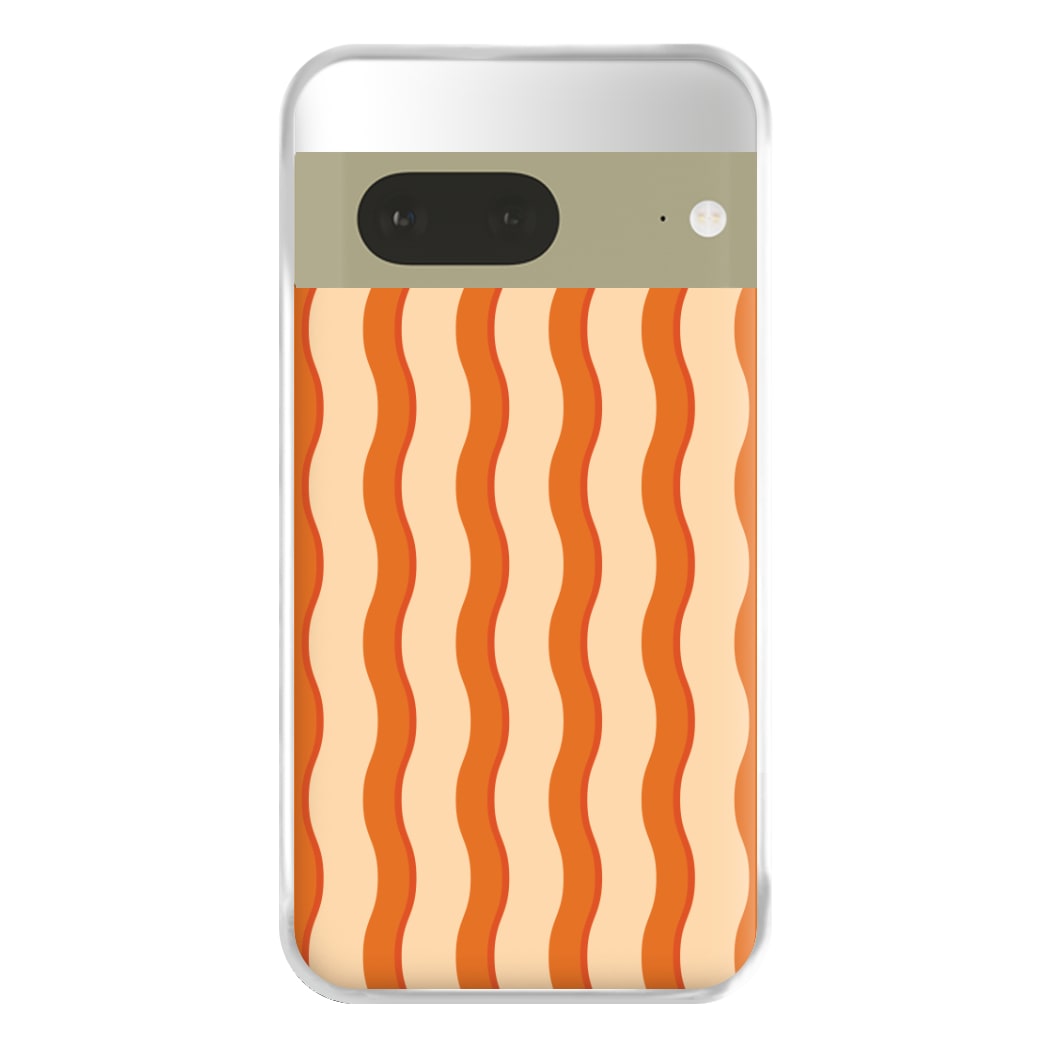 Orange Wavy Stripes Pattern Phone Case for Google Pixel 7a