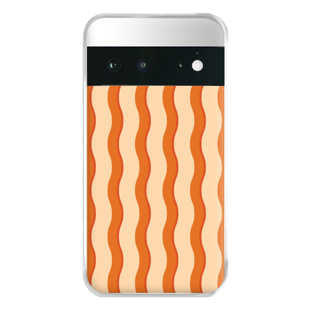 Orange Wavy Stripes Pattern Phone Case for Google Pixel 6a